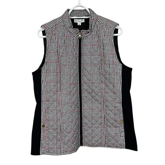 Kim Rogers Size Large Quilted Plaid Zip Vest w Snap Pockets Preppy Cozy - Picture 2 of 11